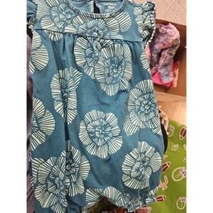 Carter's NWT size 12m one piece Blueish Green Flowe jumper snaps Back and bottom